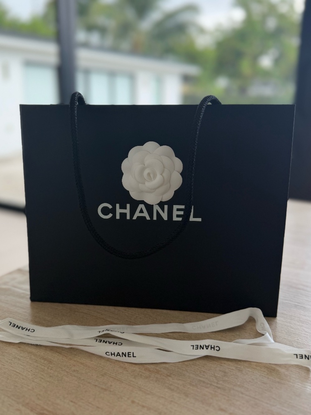 Authentic CHANEL Shopping Gift Bag w/ Camellia Flower & Ribbon Empty Packaging